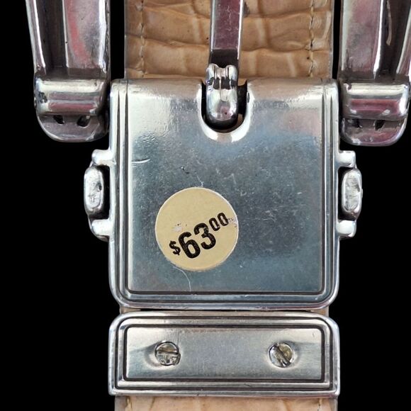 Brighton Statement Belt 32 REVERSIBLE White Tan Croc Silver B2701 Women ML VTG - Picture 13 of 16